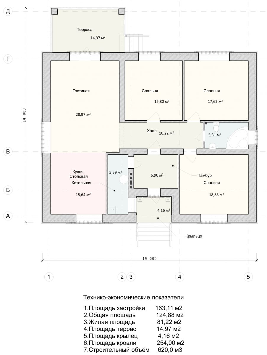 Планы одноэтажных домов с 3 спальнями